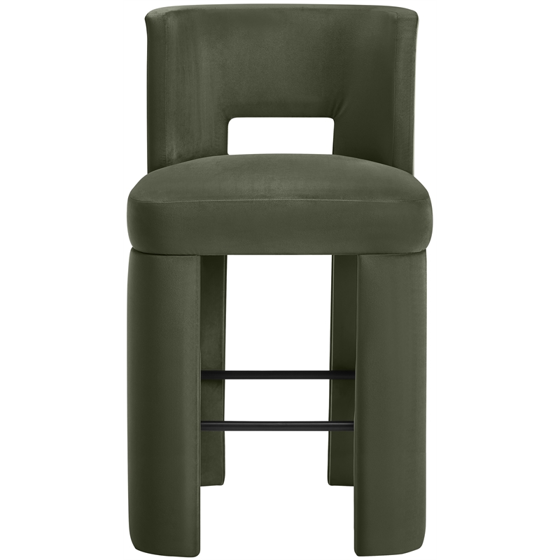 Meridian Furniture Zuno Green Velvet Performance Fabric Bar Stool (Set of 2)
