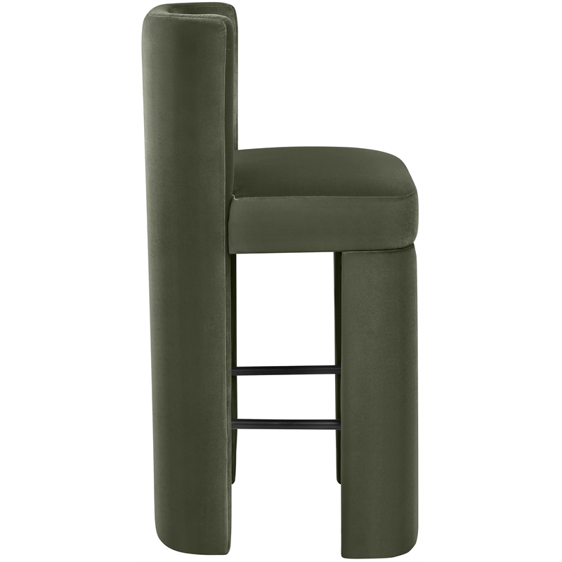 Meridian Furniture Zuno Green Velvet Performance Fabric Bar Stool (Set of 2)