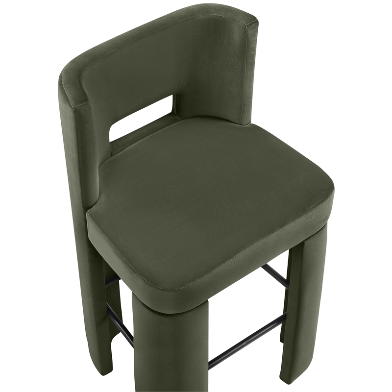 Meridian Furniture Zuno Green Velvet Performance Fabric Bar Stool (Set of 2)