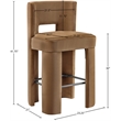 Meridian Furniture Zuno Saddle Velvet Performance Fabric Bar Stool (Set of 2)