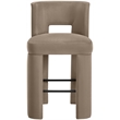 Meridian Furniture Zuno Taupe Velvet Performance Fabric Bar Stool (Set of 2)