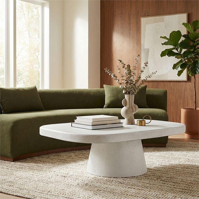 Meridian Furniture Prato White Concrete Indoor/Outdoor Coffee Table