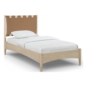 Meridian Furniture Santos Brown Vegan Leather Headboard And Wood Twin Bed