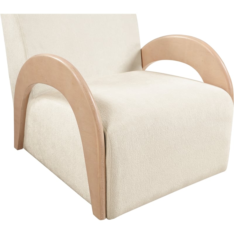Meridian Furniture Neria Cream Chenille Fabric Upholstered Swivel Accent Chair
