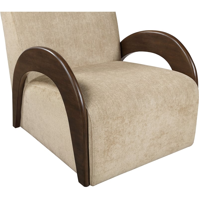 Meridian Furniture Neria Beige Chenille Fabric Upholstered Swivel Accent Chair
