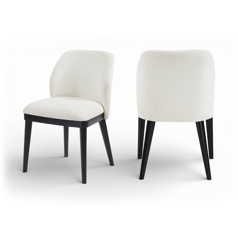 Meridian Furniture Valeo Cream Linen Textured Fabric Dining Chair (Set of 2)