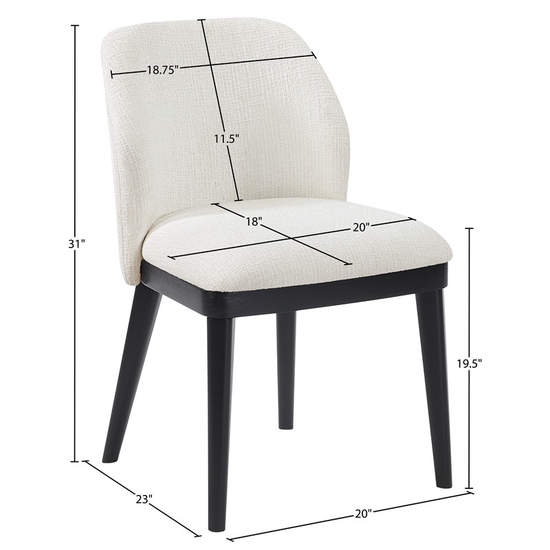 Meridian Furniture Valeo Cream Linen Textured Fabric Dining Chair (Set of 2)