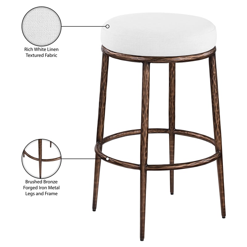 Meridian Furniture Ferro White Performance Fabric Upholstered Bar Stool