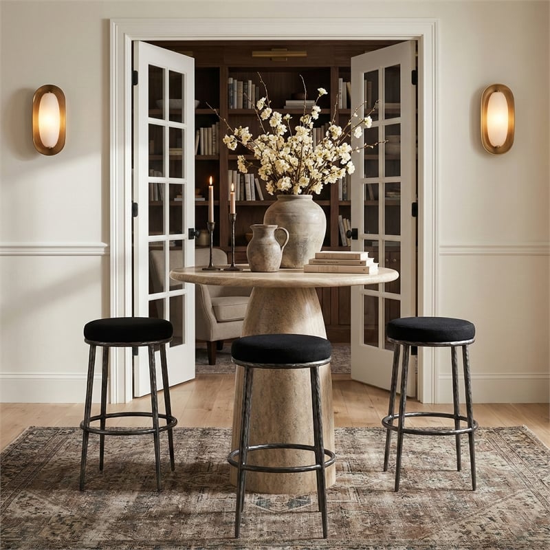 Meridian Furniture Ferro Black Performance Fabric Upholstered Bar Stool