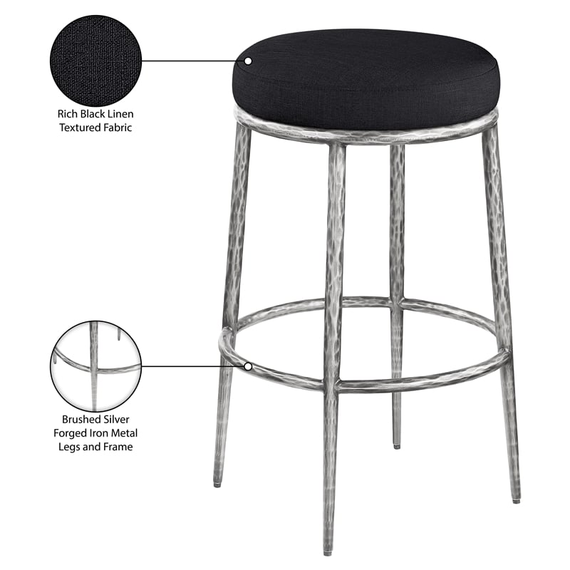 Meridian Furniture Ferro Black Performance Fabric Upholstered Bar Stool