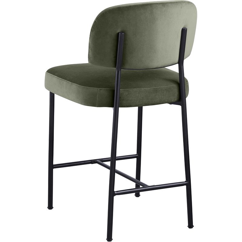 Meridian Furniture Zarelle Green Performance Fabric Counter Stool (Set of 2)