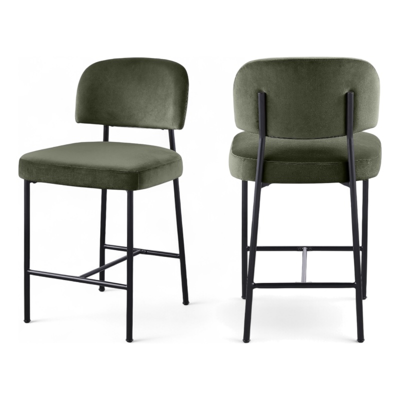 Meridian Furniture Zarelle Green Performance Fabric Counter Stool (Set of 2)