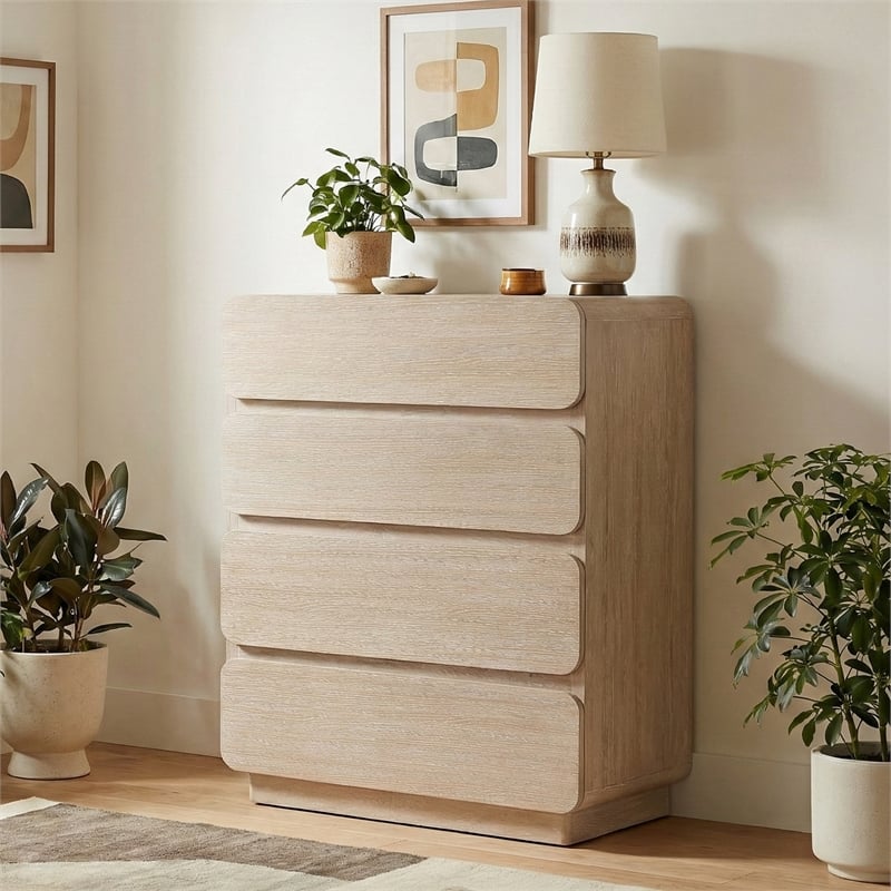 Meridian Furniture Adagio Natural Solid Wood And Oak Veneer Chest
