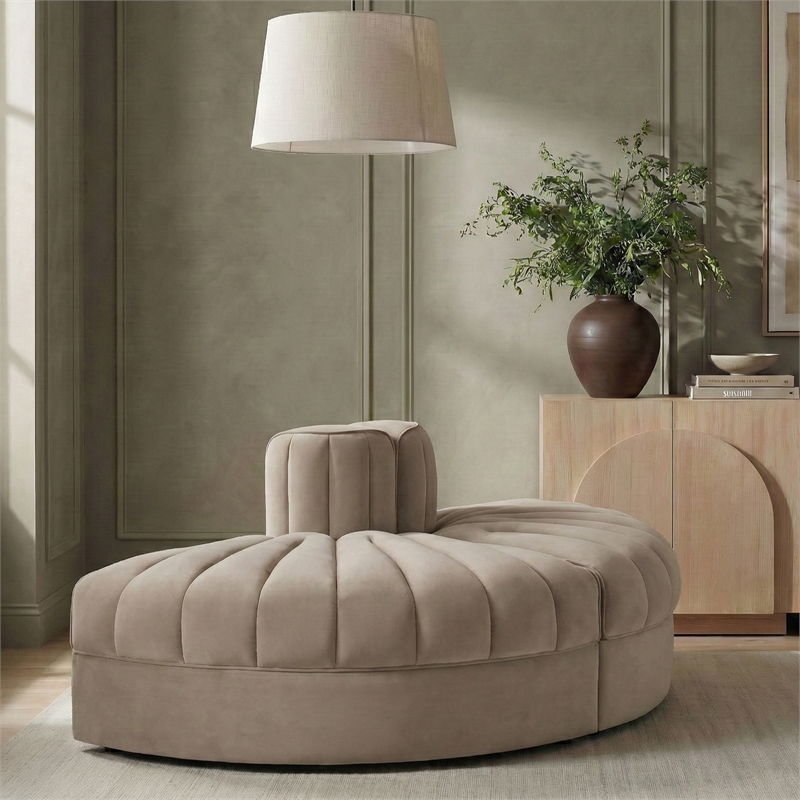 Meridian Furniture Rummi Beige Velvet Performance Fabric 2pc. Modular Loveseat