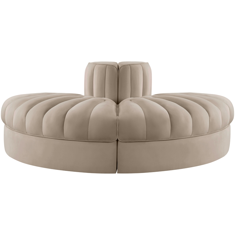 Meridian Furniture Rummi Beige Velvet Performance Fabric 2pc. Modular Loveseat
