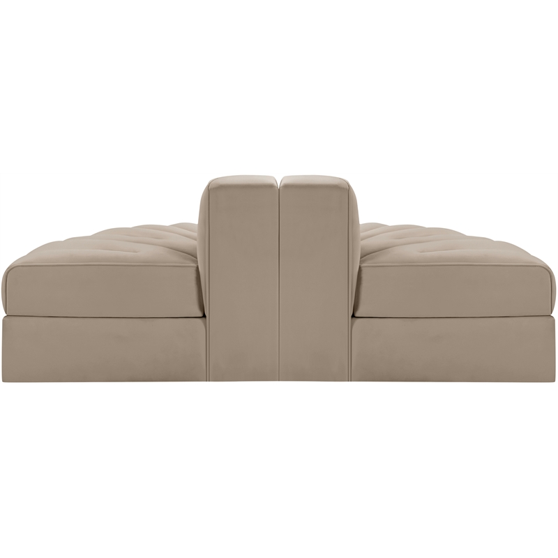 Meridian Furniture Rummi Beige Velvet Performance Fabric 2pc. Modular Loveseat