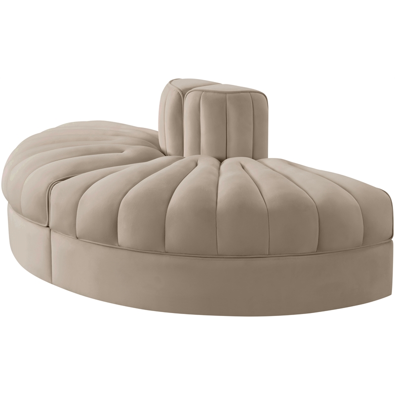 Meridian Furniture Rummi Beige Velvet Performance Fabric 2pc. Modular Loveseat