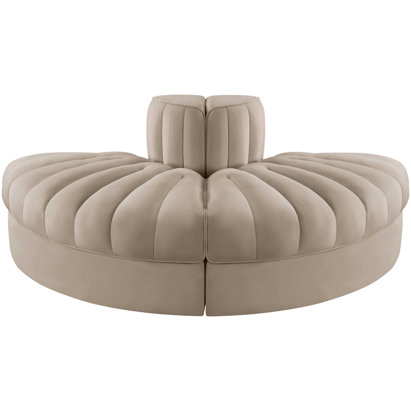 Meridian Furniture Rummi Beige Velvet Performance Fabric 2pc. Modular Loveseat