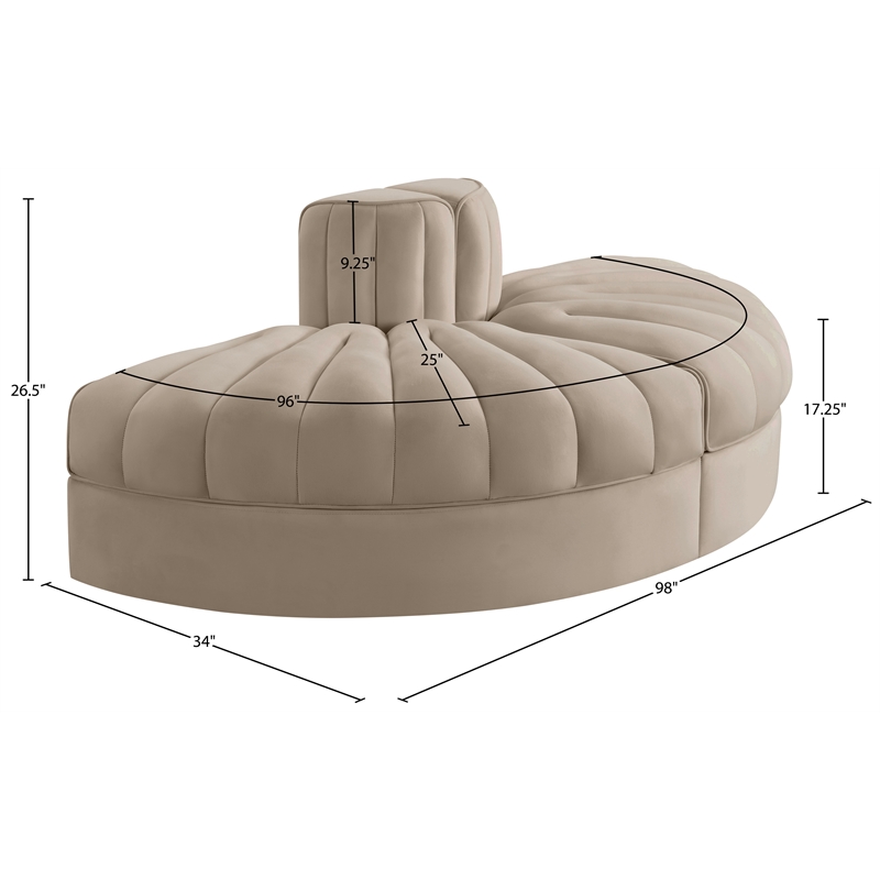 Meridian Furniture Rummi Beige Velvet Performance Fabric 2pc. Modular Loveseat
