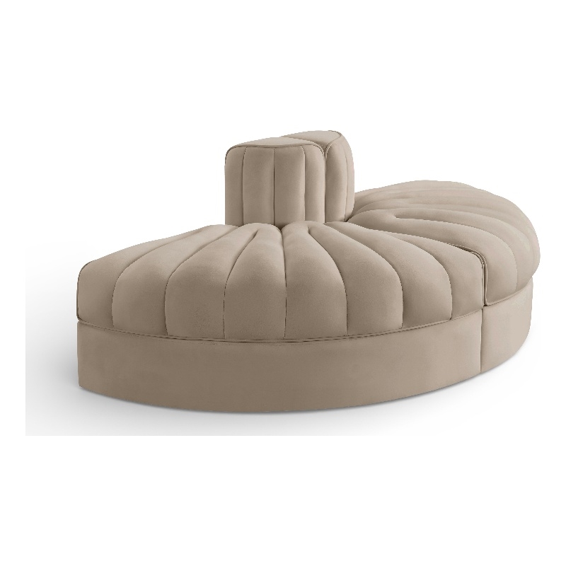 Meridian Furniture Rummi Beige Velvet Performance Fabric 2pc. Modular Loveseat