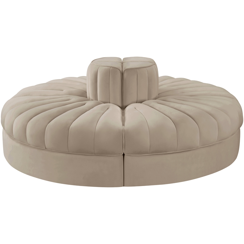 Meridian Furniture Rummi Beige Velvet Performance Fabric 4pc. Modular Sofa