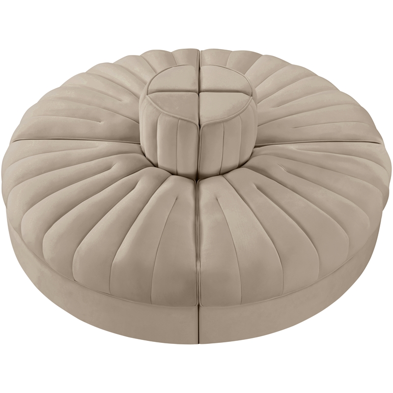 Meridian Furniture Rummi Beige Velvet Performance Fabric 4pc. Modular Sofa