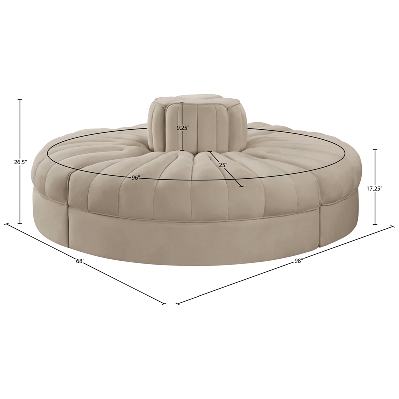 Meridian Furniture Rummi Beige Velvet Performance Fabric 4pc. Modular Sofa