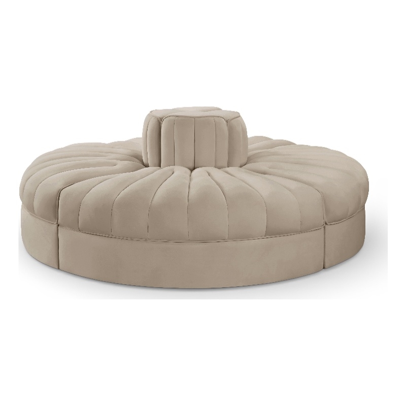 Meridian Furniture Rummi Beige Velvet Performance Fabric 4pc. Modular Sofa