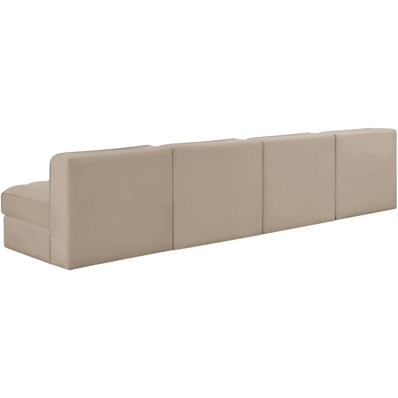 Meridian Furniture Rummi Beige Velvet Performance Fabric 4pc. Modular Sofa