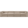 Meridian Furniture Rummi Beige Velvet Performance Fabric 4pc. Modular Sofa