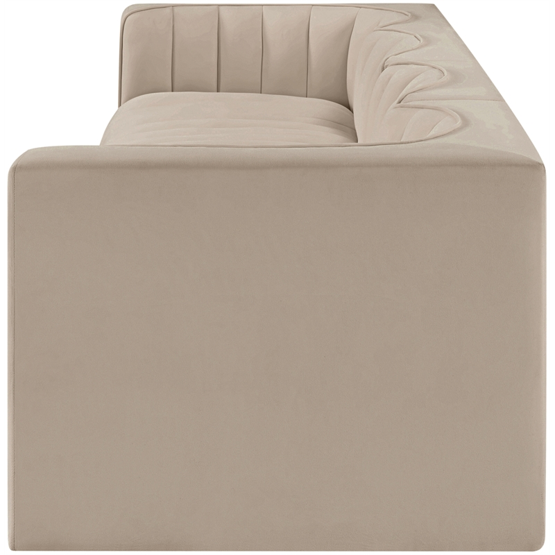 Meridian Furniture Rummi Beige Velvet Performance Fabric 4pc. Modular Sofa