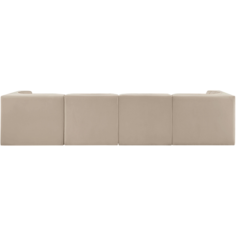 Meridian Furniture Rummi Beige Velvet Performance Fabric 4pc. Modular Sofa