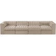 Meridian Furniture Rummi Beige Velvet Performance Fabric 4pc. Modular Sofa