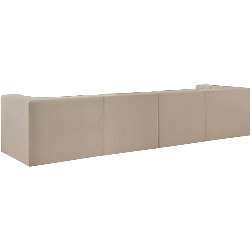 Meridian Furniture Rummi Beige Velvet Performance Fabric 4pc. Modular Sofa