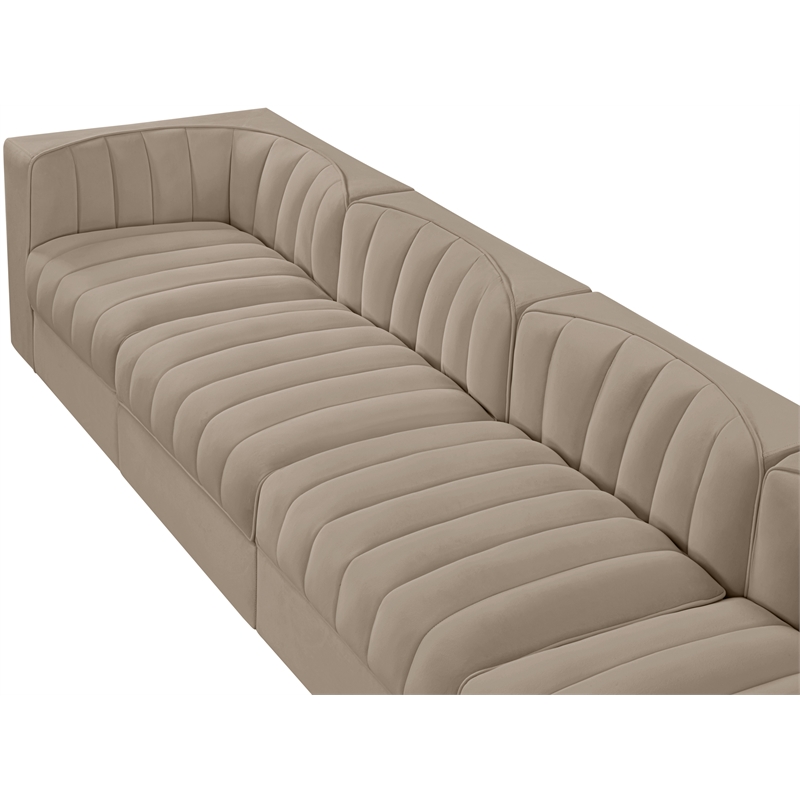 Meridian Furniture Rummi Beige Velvet Performance Fabric 4pc. Modular Sofa
