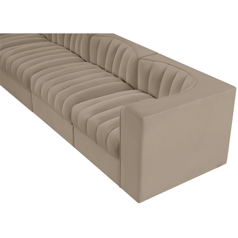 Meridian Furniture Rummi Beige Velvet Performance Fabric 4pc. Modular Sofa