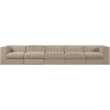Meridian Furniture Rummi Beige Velvet Performance Fabric 5pc. Modular Sofa