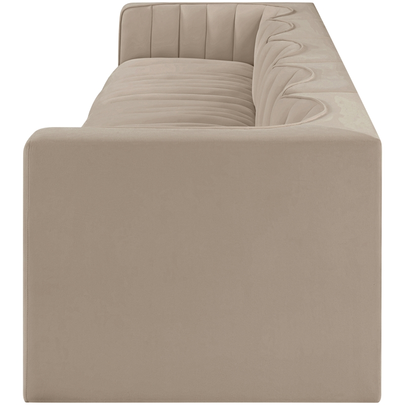 Meridian Furniture Rummi Beige Velvet Performance Fabric 5pc. Modular Sofa
