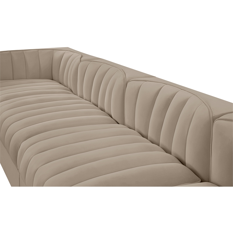 Meridian Furniture Rummi Beige Velvet Performance Fabric 5pc. Modular Sofa