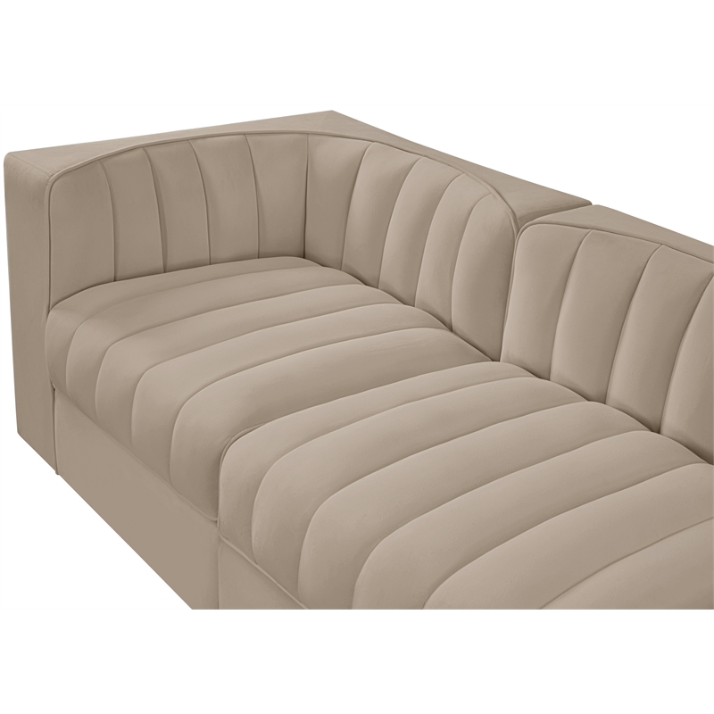 Meridian Furniture Rummi Beige Velvet Performance Fabric 5pc. Modular Sofa