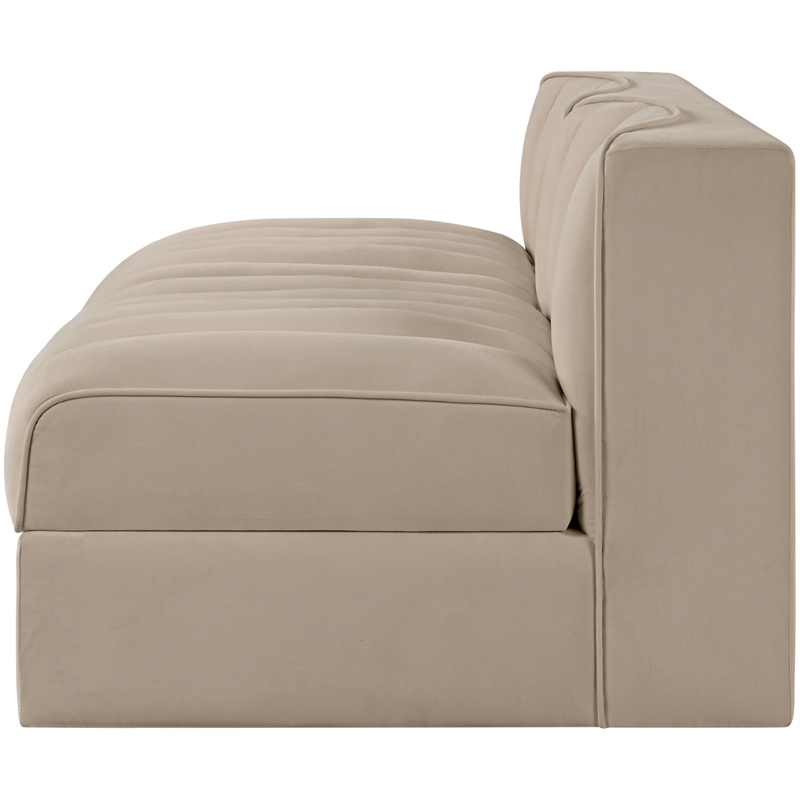 Meridian Furniture Rummi Beige Velvet Performance Fabric 2pc. Modular Sofa