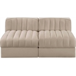 Meridian Furniture Rummi Beige Velvet Performance Fabric 2pc. Modular Sofa