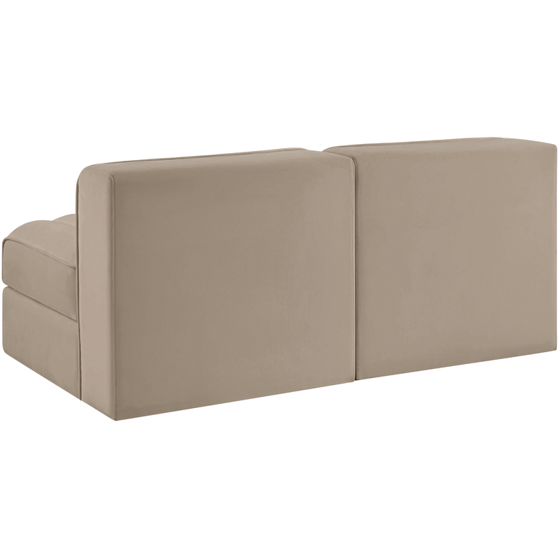 Meridian Furniture Rummi Beige Velvet Performance Fabric 2pc. Modular Sofa