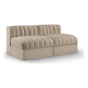 Meridian Furniture Rummi Beige Velvet Performance Fabric 2pc. Modular Sofa