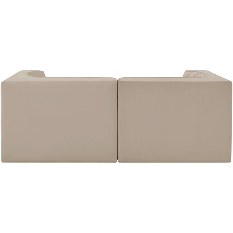 Meridian Furniture Rummi Beige Velvet Performance Fabric 2pc. Modular Sofa