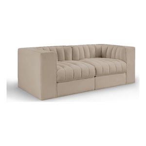 Meridian Furniture Rummi Beige Velvet Performance Fabric 2pc. Modular Sofa
