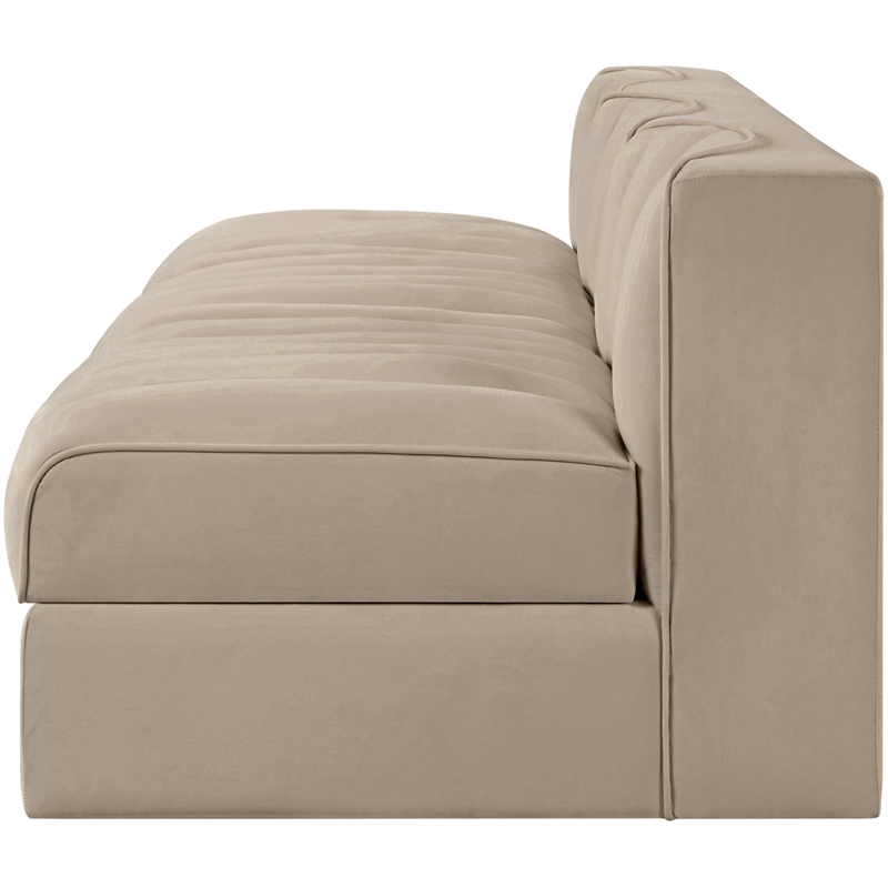 Meridian Furniture Rummi Beige Velvet Performance Fabric 3pc. Modular Sofa