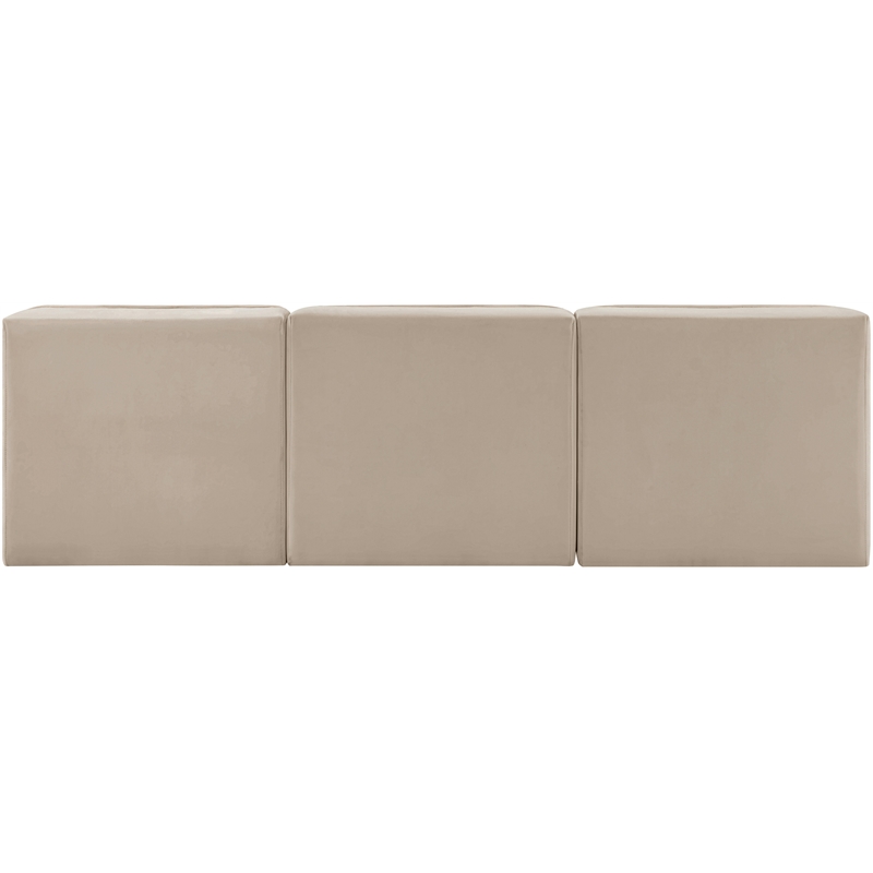Meridian Furniture Rummi Beige Velvet Performance Fabric 3pc. Modular Sofa