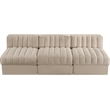 Meridian Furniture Rummi Beige Velvet Performance Fabric 3pc. Modular Sofa