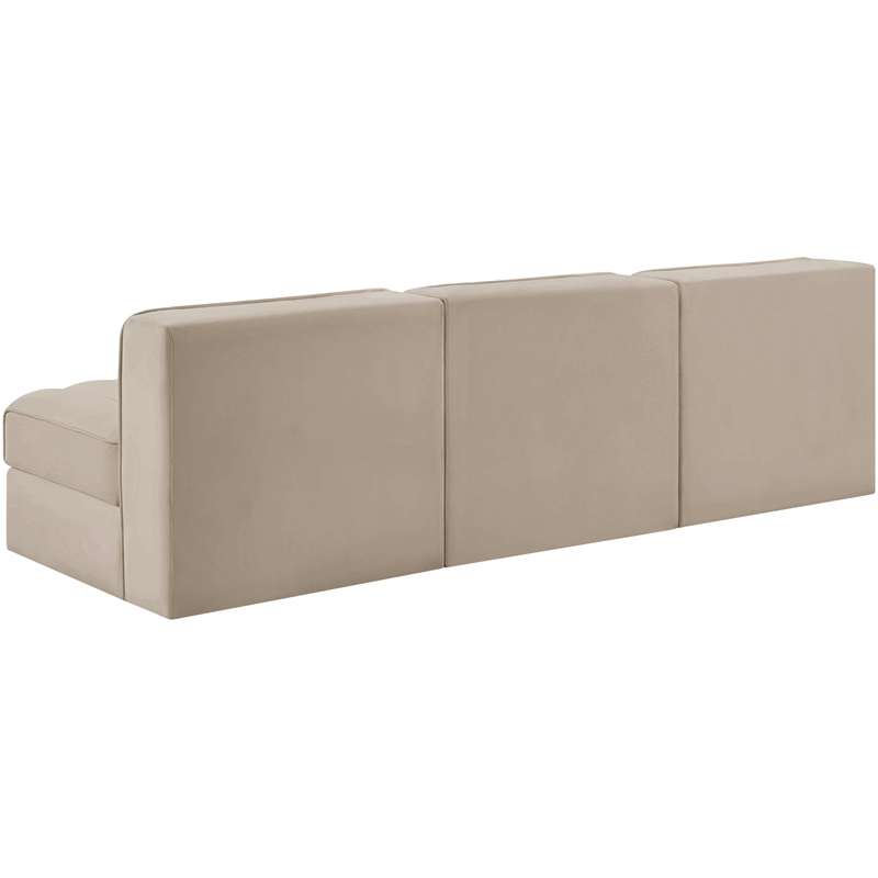 Meridian Furniture Rummi Beige Velvet Performance Fabric 3pc. Modular Sofa